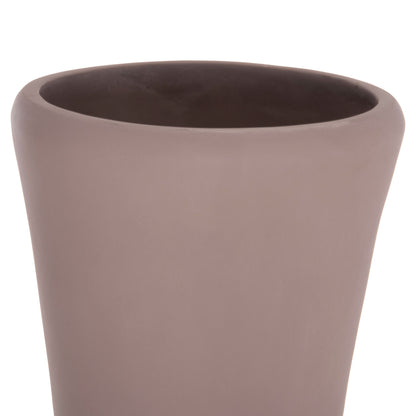 DECORATIVE FLOOR VASE NEBULA HM4660.05M FIBER CEMENT IN TAUPE--TEAK WOOD Φ45x148Hcm.