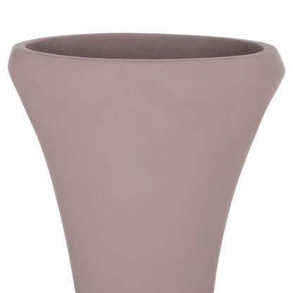 DECORATIVE FLOOR VASE NEBULA HM4660.05S FIBER CEMENT IN TAUPE--TEAK WOOD Φ45x115Hcm.