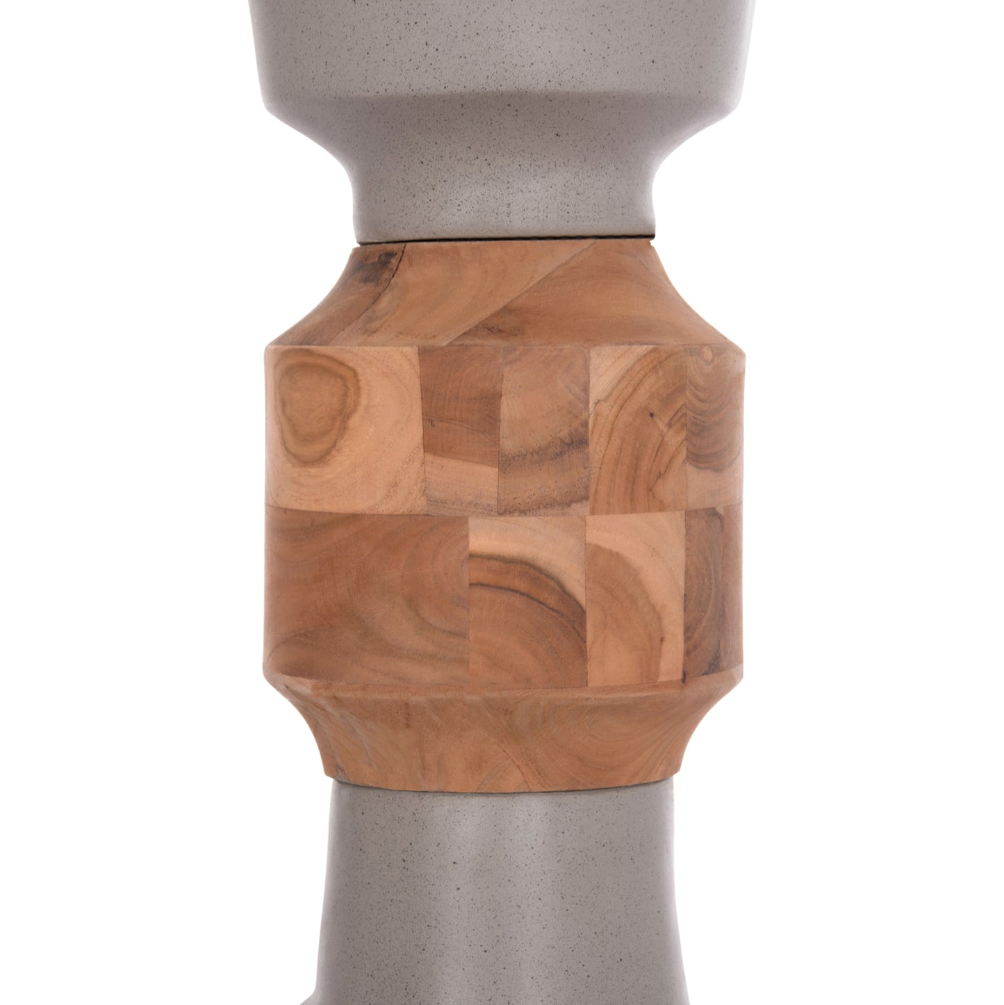 DECORATIVE FLOOR VASE NEBULA HM4661.03 FIBER CEMENT IN GREY--TEAK WOOD Φ60x115Hcm.