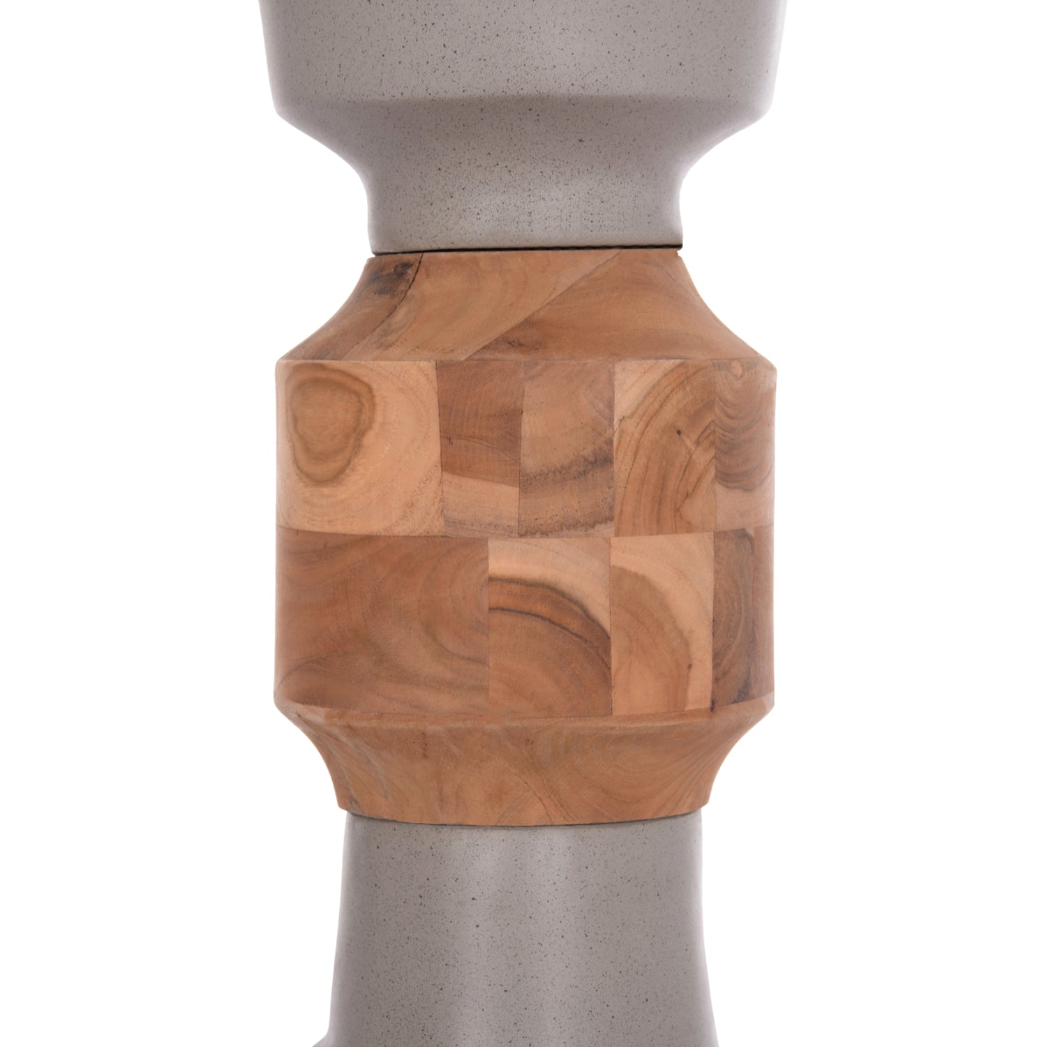 DECORATIVE FLOOR VASE NEBULA HM4661.03 FIBER CEMENT IN GREY--TEAK WOOD Φ60x115Hcm.