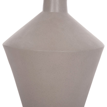 DECORATIVE FLOOR VASE NEBULA HM4661.03 FIBER CEMENT IN GREY--TEAK WOOD Φ60x115Hcm.