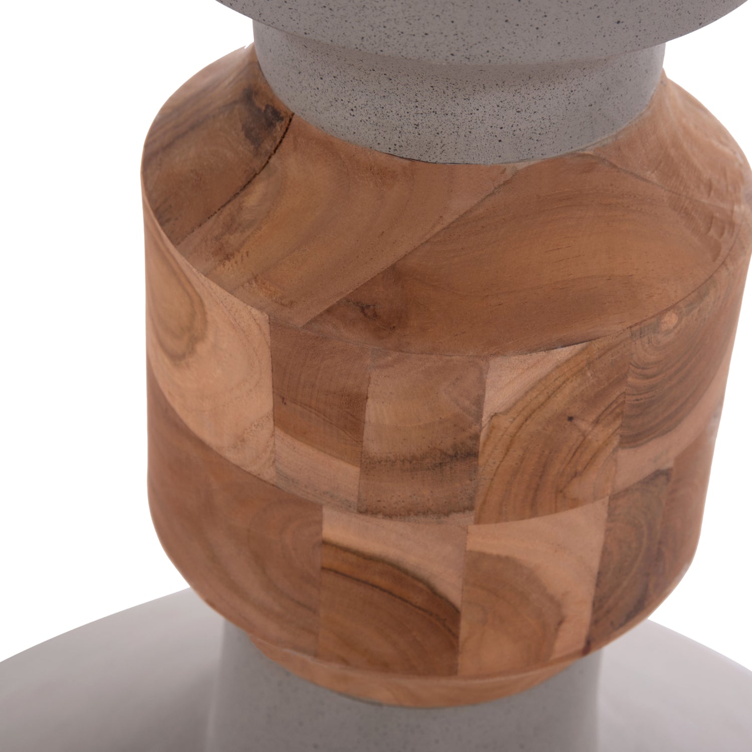 DECORATIVE FLOOR VASE NEBULA HM4661.03 FIBER CEMENT IN GREY--TEAK WOOD Φ60x115Hcm.