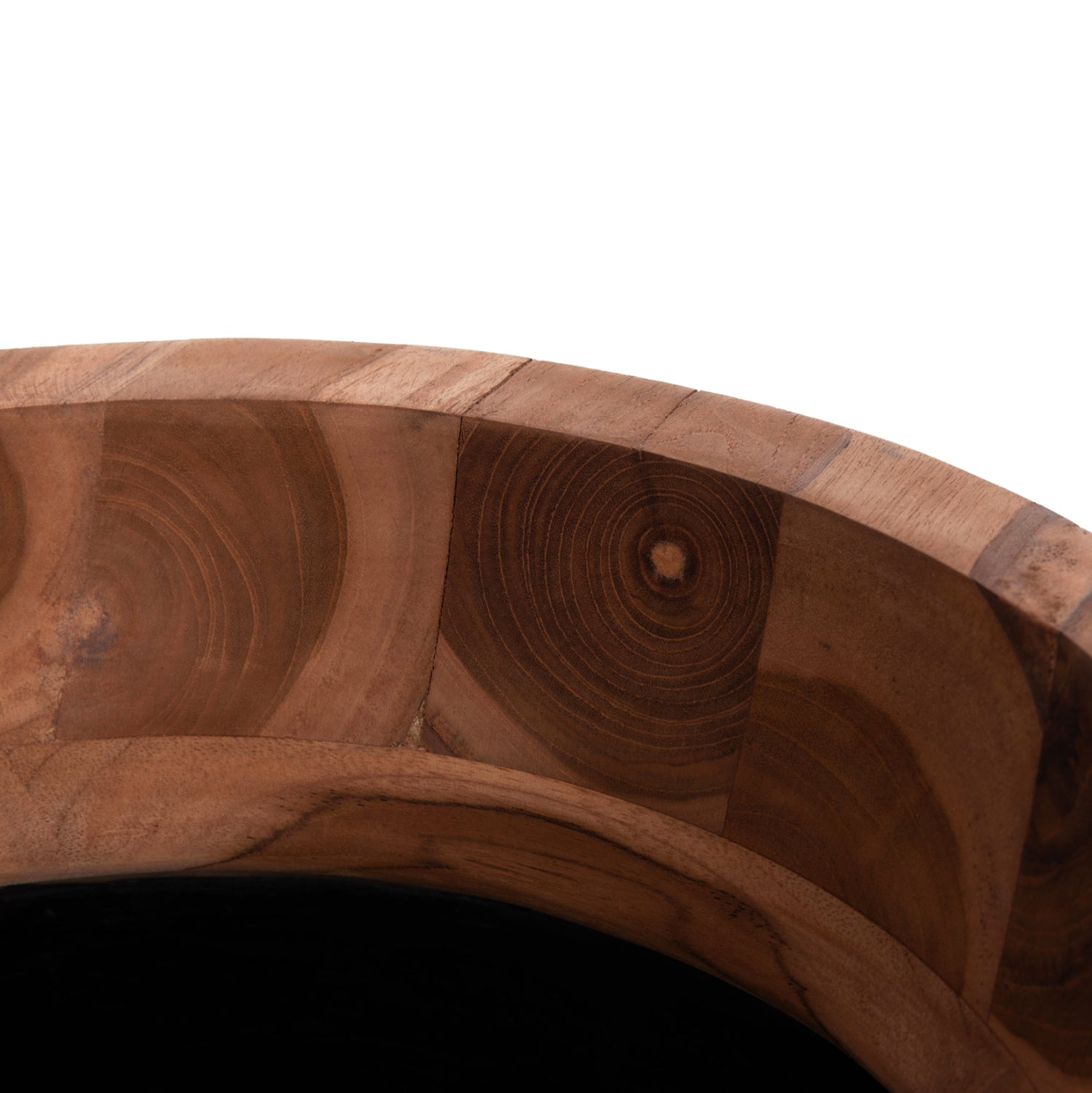 DECORATIVE FLOOR VASE LINTER HM4662.01L FIBER CEMENT IN BLACK--TEAK WOOD Φ41x47Hcm.