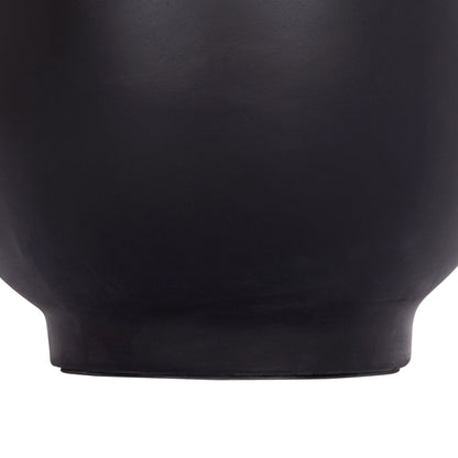 DECORATIVE FLOOR VASE LINTER HM4662.01S FIBER CEMENT IN BLACK--TEAK WOOD Φ34x60Hcm.