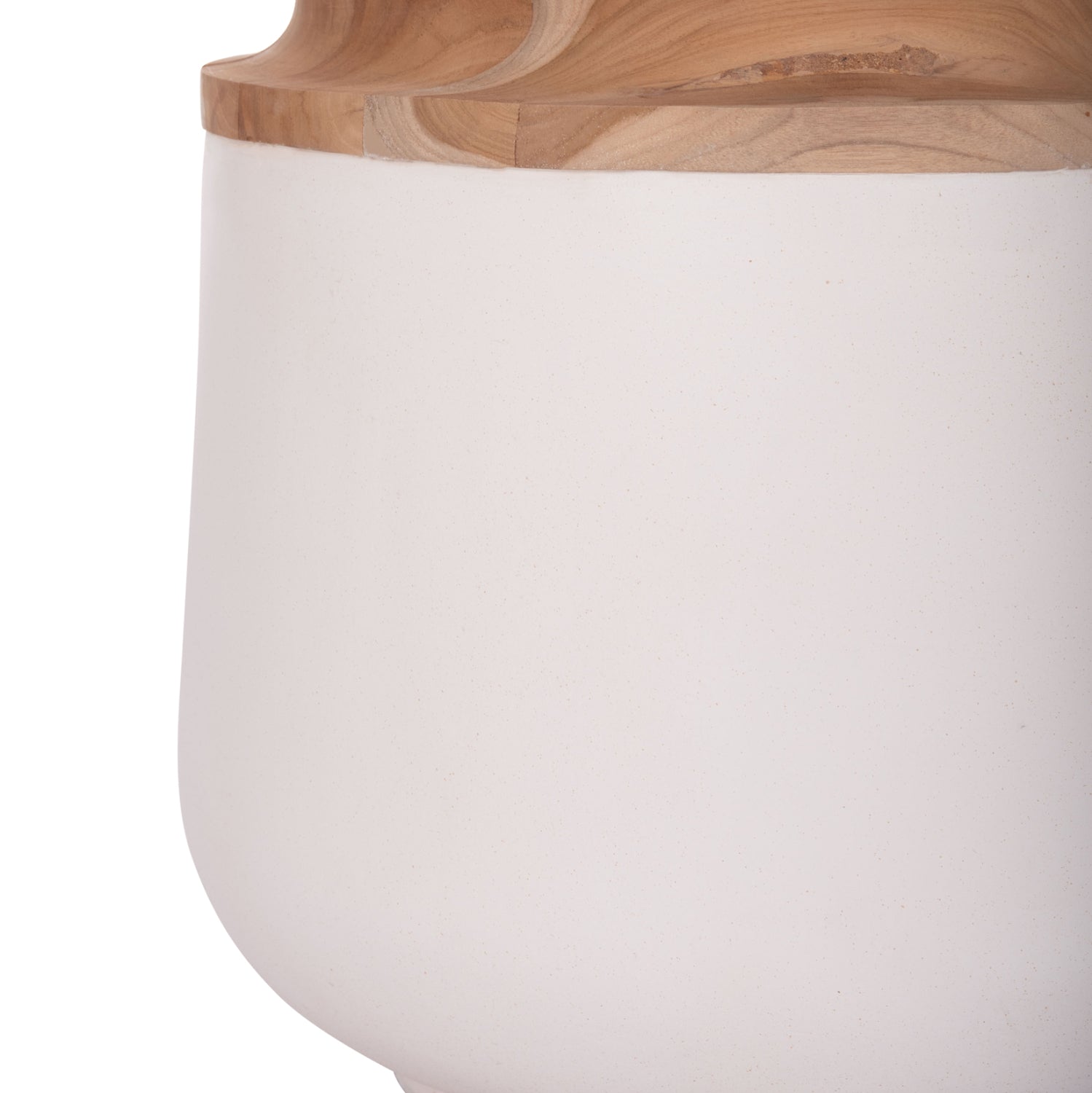 DECORATIVE FLOOR VASE LINTER HM4662.02L FIBER CEMENT IN WHITE--TEAK WOOD Φ41x47Hcm.