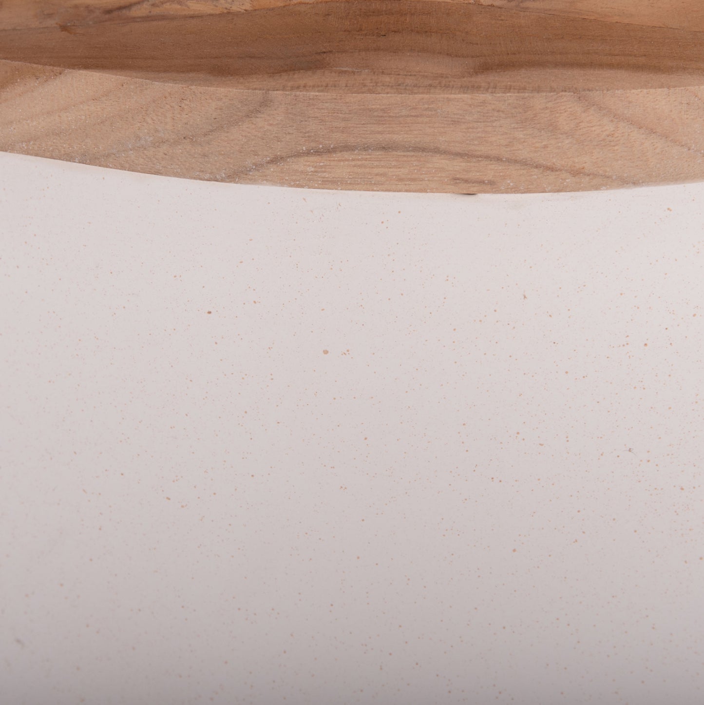 DECORATIVE FLOOR VASE LINTER HM4662.02L FIBER CEMENT IN WHITE--TEAK WOOD Φ41x47Hcm.