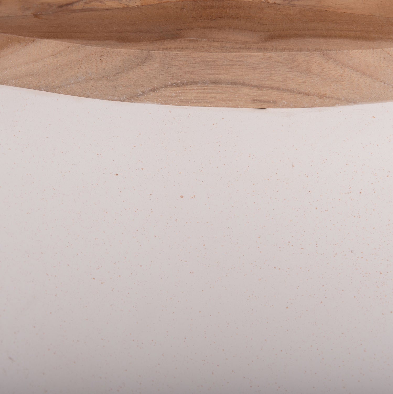 DECORATIVE FLOOR VASE LINTER HM4662.02L FIBER CEMENT IN WHITE--TEAK WOOD Φ41x47Hcm.