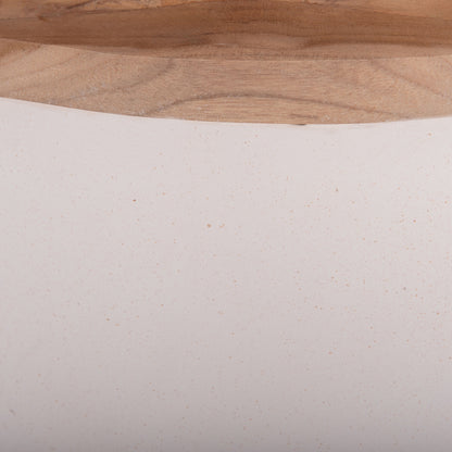 DECORATIVE FLOOR VASE LINTER HM4662.02L FIBER CEMENT IN WHITE--TEAK WOOD Φ41x47Hcm.