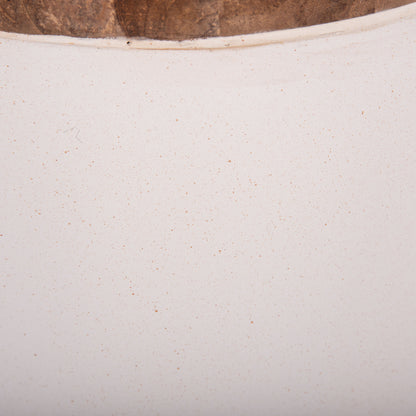 DECORATIVE FLOOR VASE LINTER HM4662.02S FIBER CEMENT IN WHITE--TEAK WOOD Φ34x60Hcm.