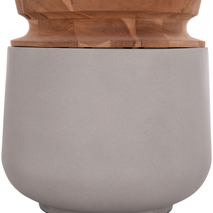 DECORATIVE FLOOR VASE LINTER HM4662.03L FIBER CEMENT IN GREY--TEAK WOOD Φ41x47Hcm.