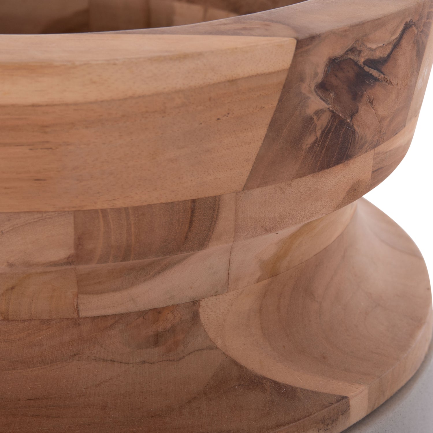 DECORATIVE FLOOR VASE LINTER HM4662.03S FIBER CEMENT IN GREY--TEAK WOOD Φ34x60Hcm.