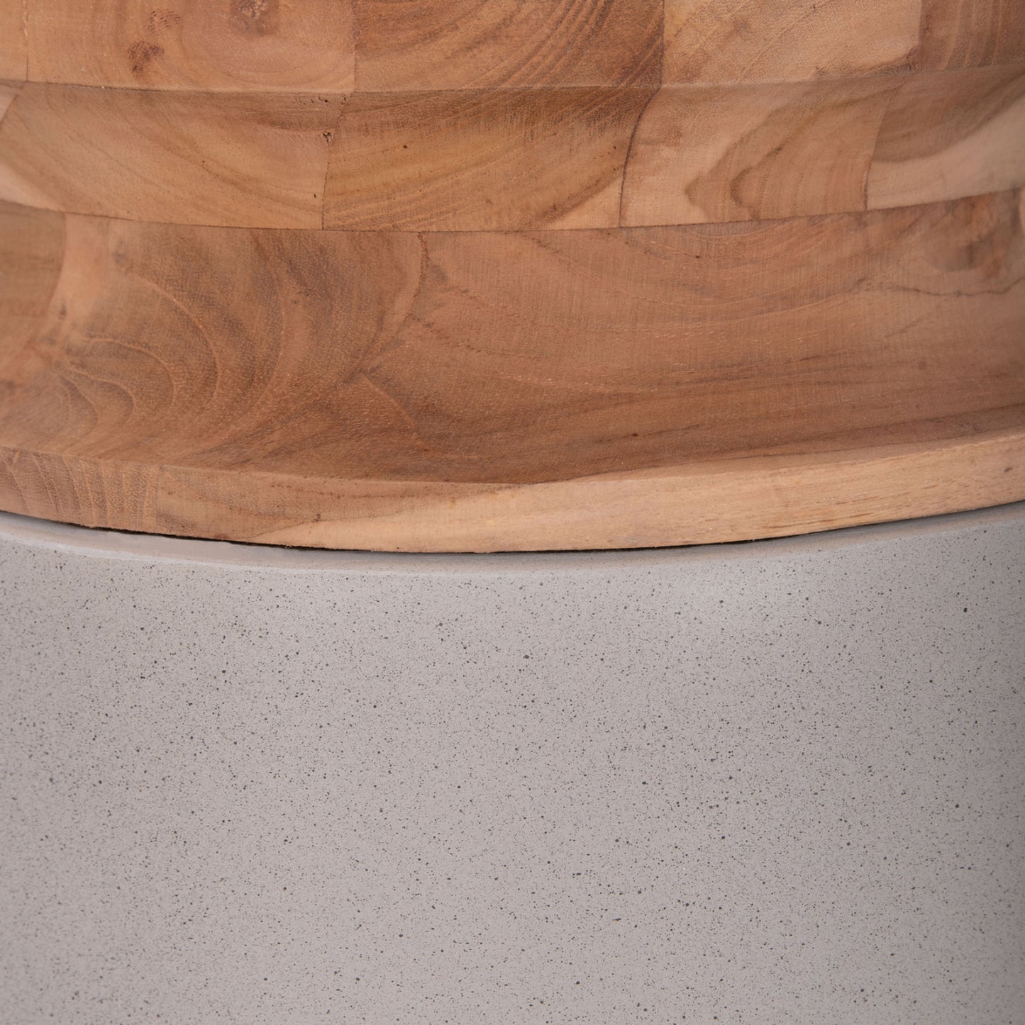 DECORATIVE FLOOR VASE LINTER HM4662.03S FIBER CEMENT IN GREY--TEAK WOOD Φ34x60Hcm.