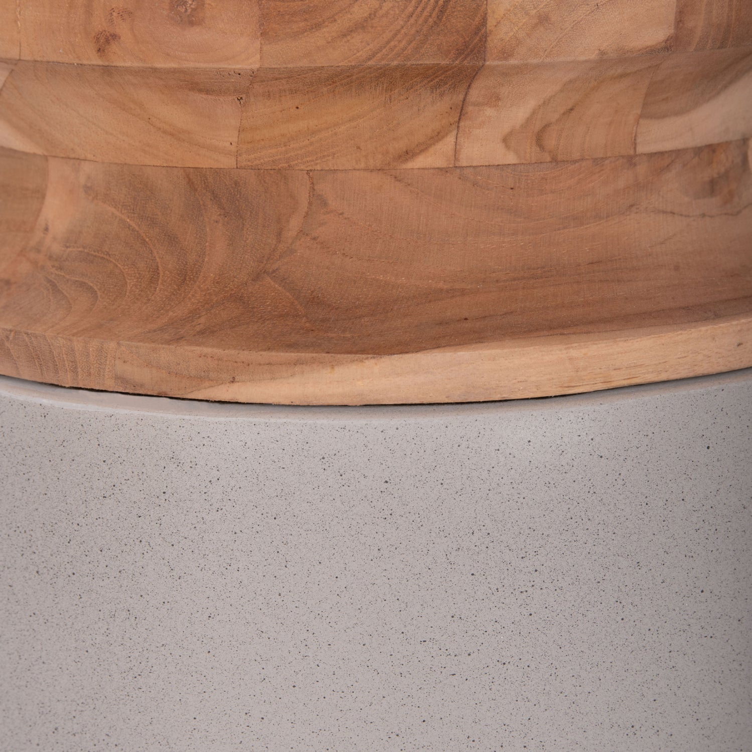 DECORATIVE FLOOR VASE LINTER HM4662.03S FIBER CEMENT IN GREY--TEAK WOOD Φ34x60Hcm.