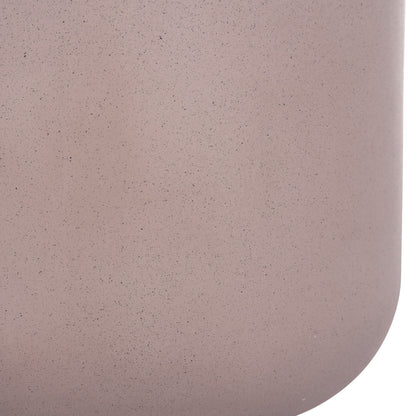 DECORATIVE FLOOR VASE LINTER HM4662.05L FIBER CEMENT IN MATTE GREY--TEAK WOOD Φ41x47Hcm.