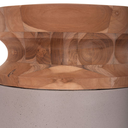 DECORATIVE FLOOR VASE LINTER HM4662.05S FIBER CEMENT IN GREY MATTE--TEAK WOOD Φ34x60Hcm.