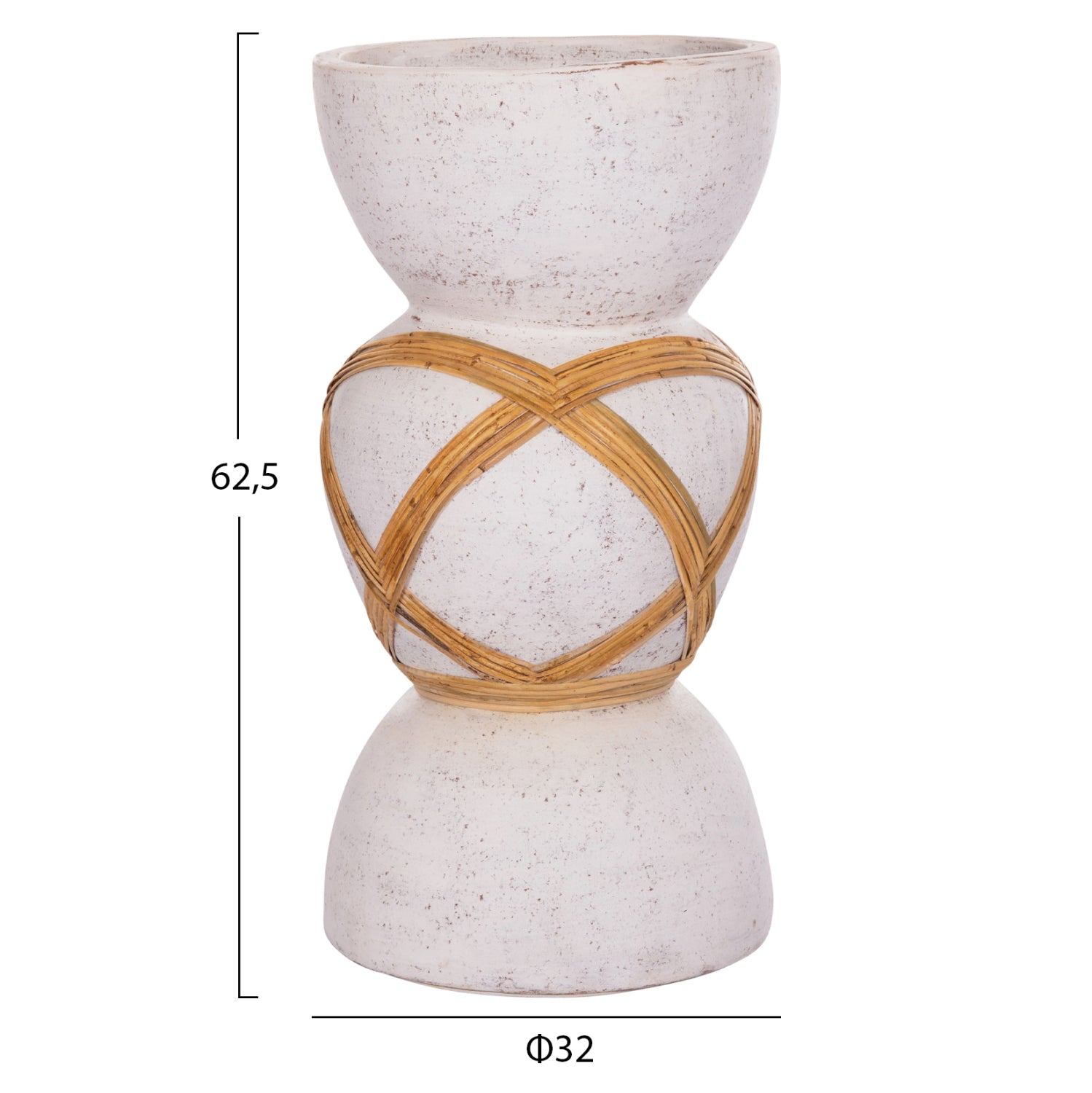 DECORATIVE FLOOR VASE MAYNARD HM4672.02L TERRACOTTA IN WHITE--RATTAN Φ32x62.5Hcm.
