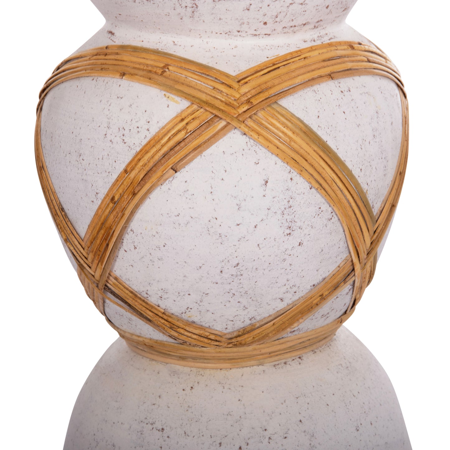 DECORATIVE FLOOR VASE MAYNARD HM4672.02L TERRACOTTA IN WHITE--RATTAN Φ32x62.5Hcm.