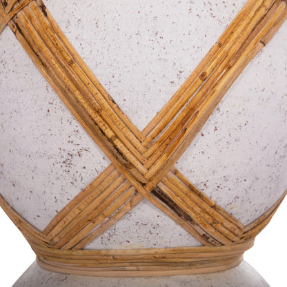 DECORATIVE FLOOR VASE MAYNARD HM4672.02L TERRACOTTA IN WHITE--RATTAN Φ32x62.5Hcm.