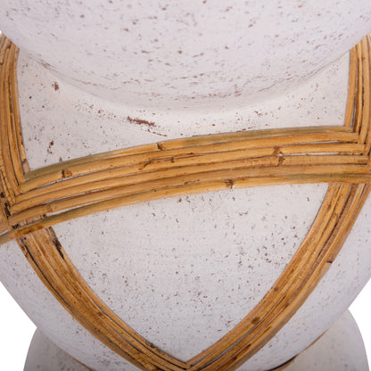 DECORATIVE FLOOR VASE MAYNARD HM4672.02L TERRACOTTA IN WHITE--RATTAN Φ32x62.5Hcm.