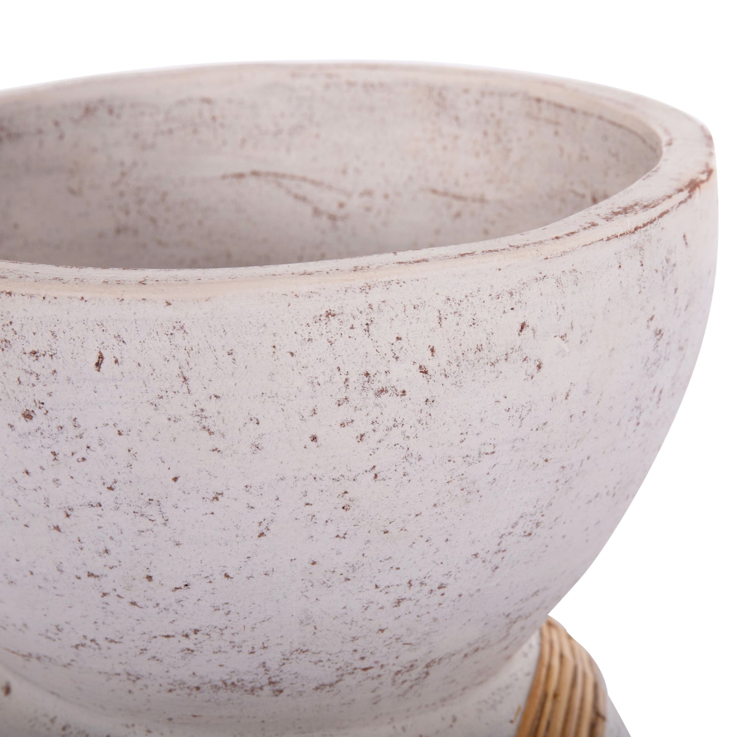 DECORATIVE FLOOR VASE MAYNARD HM4672.02L TERRACOTTA IN WHITE--RATTAN Φ32x62.5Hcm.