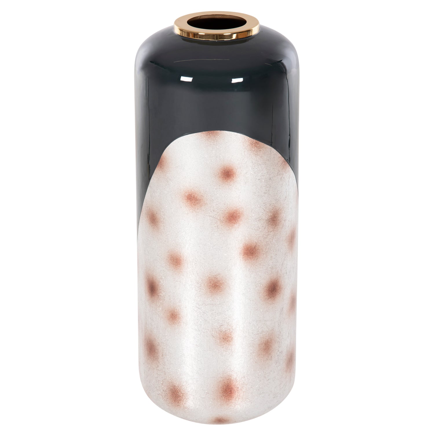 DECORATIVE FLOOR VASE RAKSASA HM4231.05 METAL IN ANTHRACITE BLUE-SILVER Φ30x80Hcm.