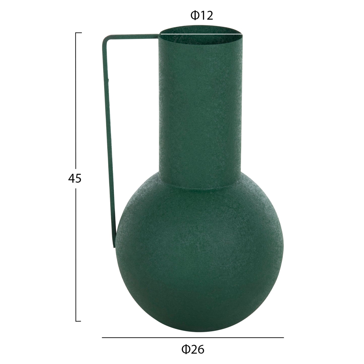 DECORATIVE VASE FLAGON HM4260.03 METAL IN GREEN Φ26x45Hcm.