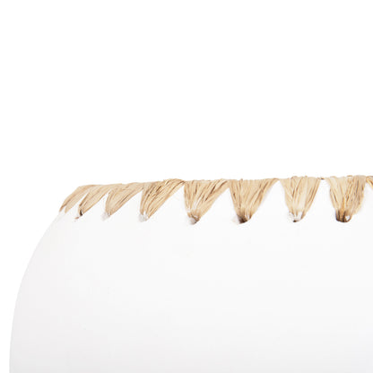 DECORATIVE VASE HM4375 TERRACOTTA IN WHITE WITH STRAW WEAVING ON THE RIM Φ29x23Hcm.
