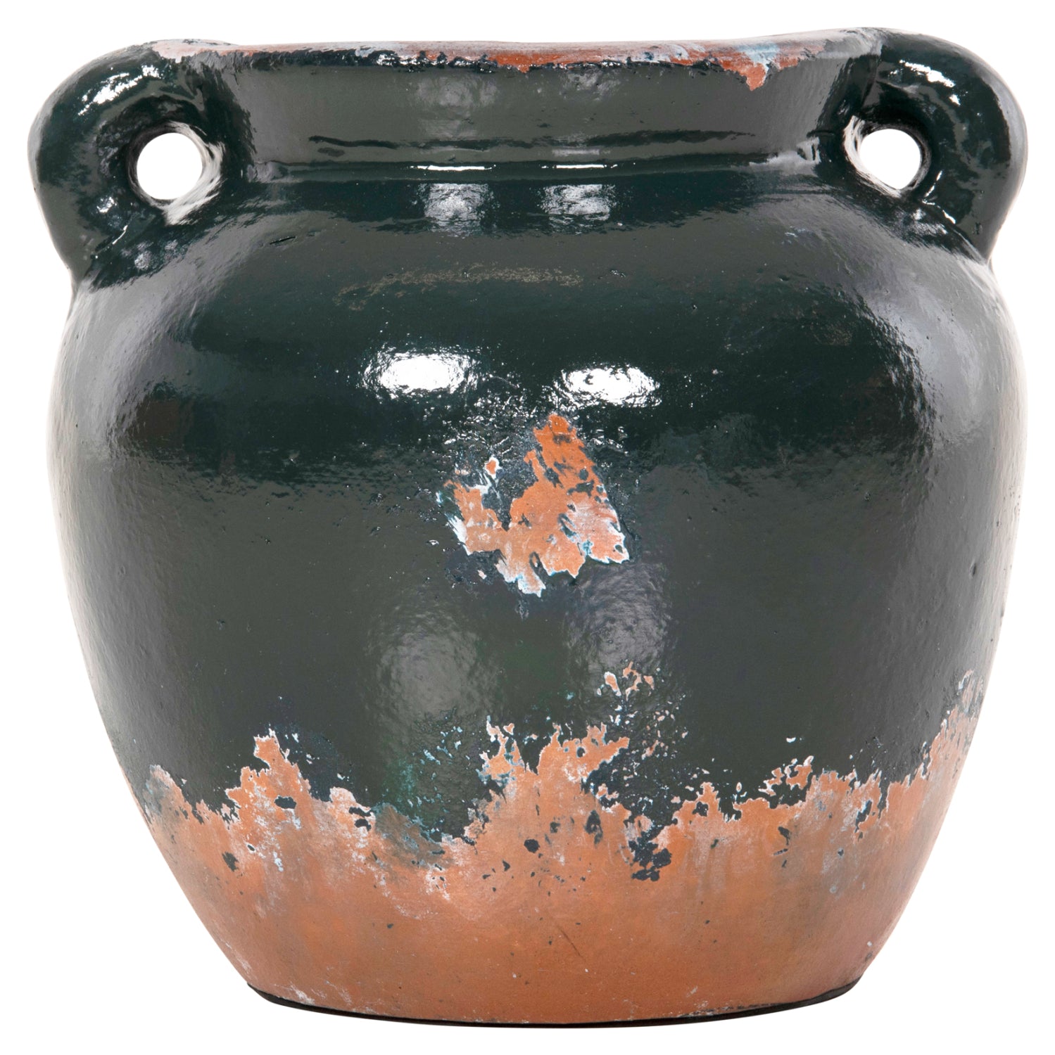 DECORATIVE VASE HM4380 TERRACOTTA IN ANTIQUE GREEN COLORING Φ26Χ26Hcm.