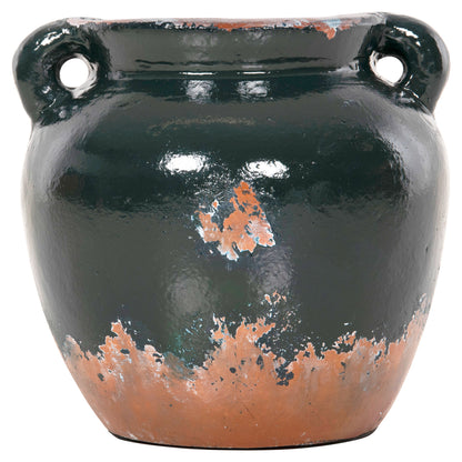 DECORATIVE VASE HM4380 TERRACOTTA IN ANTIQUE GREEN COLORING Φ26Χ26Hcm.