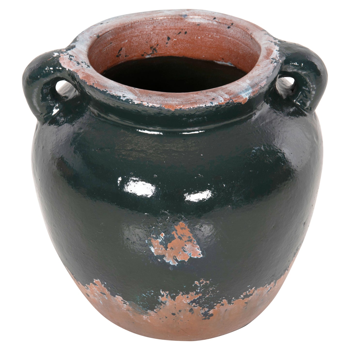 DECORATIVE VASE HM4380 TERRACOTTA IN ANTIQUE GREEN COLORING Φ26Χ26Hcm.