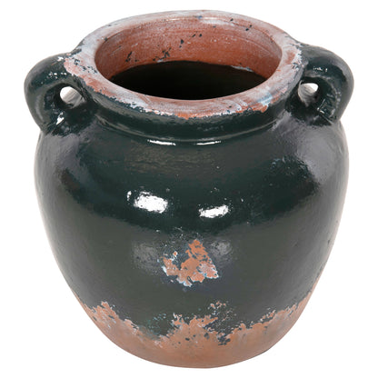DECORATIVE VASE HM4380 TERRACOTTA IN ANTIQUE GREEN COLORING Φ26Χ26Hcm.