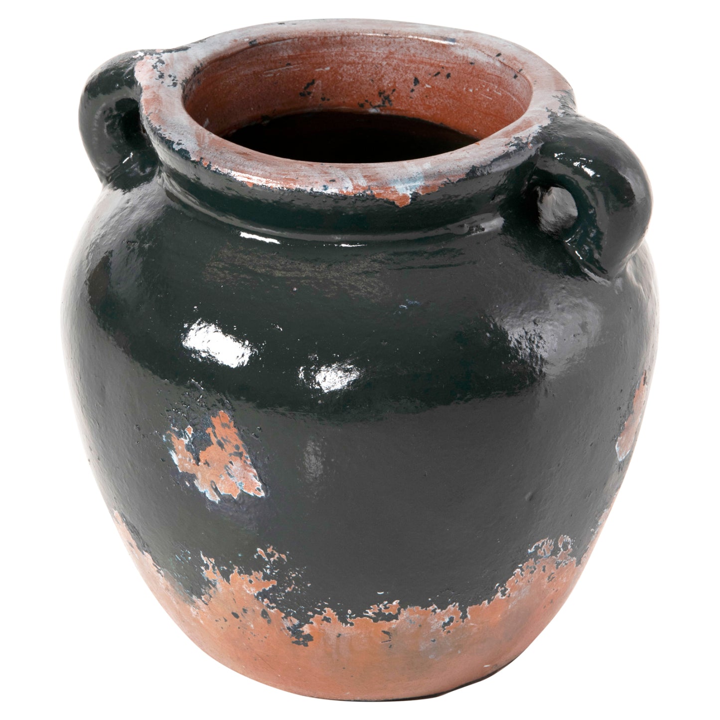 DECORATIVE VASE HM4380 TERRACOTTA IN ANTIQUE GREEN COLORING Φ26Χ26Hcm.