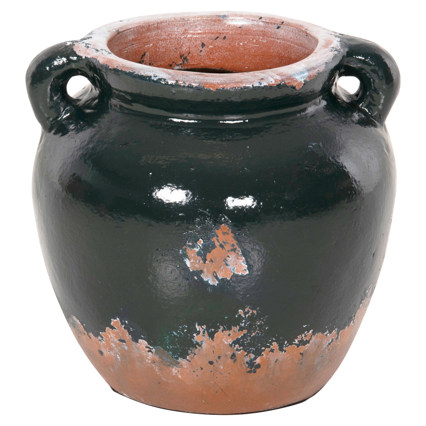 DECORATIVE VASE HM4380 TERRACOTTA IN ANTIQUE GREEN COLORING Φ26Χ26Hcm.