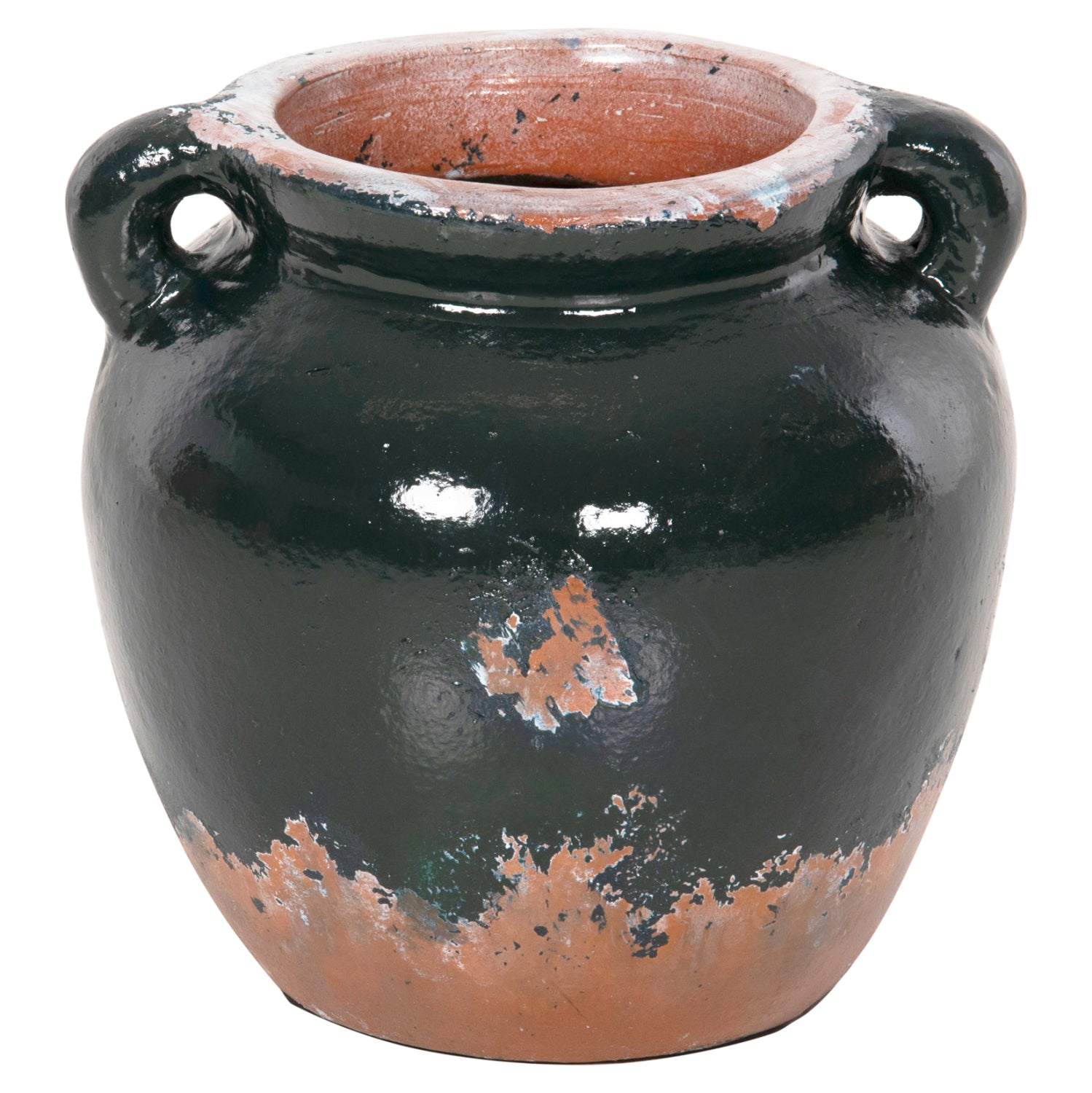 DECORATIVE VASE HM4380 TERRACOTTA IN ANTIQUE GREEN COLORING Φ26Χ26Hcm.