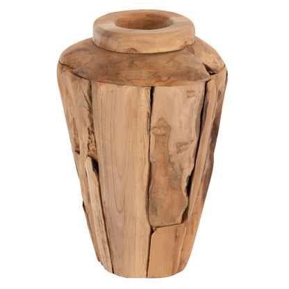 DECORATIVE VASE ZENIA HM7918 RECYCLED PIECES OF TEAK WOOD IN NATURAL COLOR Φ20x40Hcm.