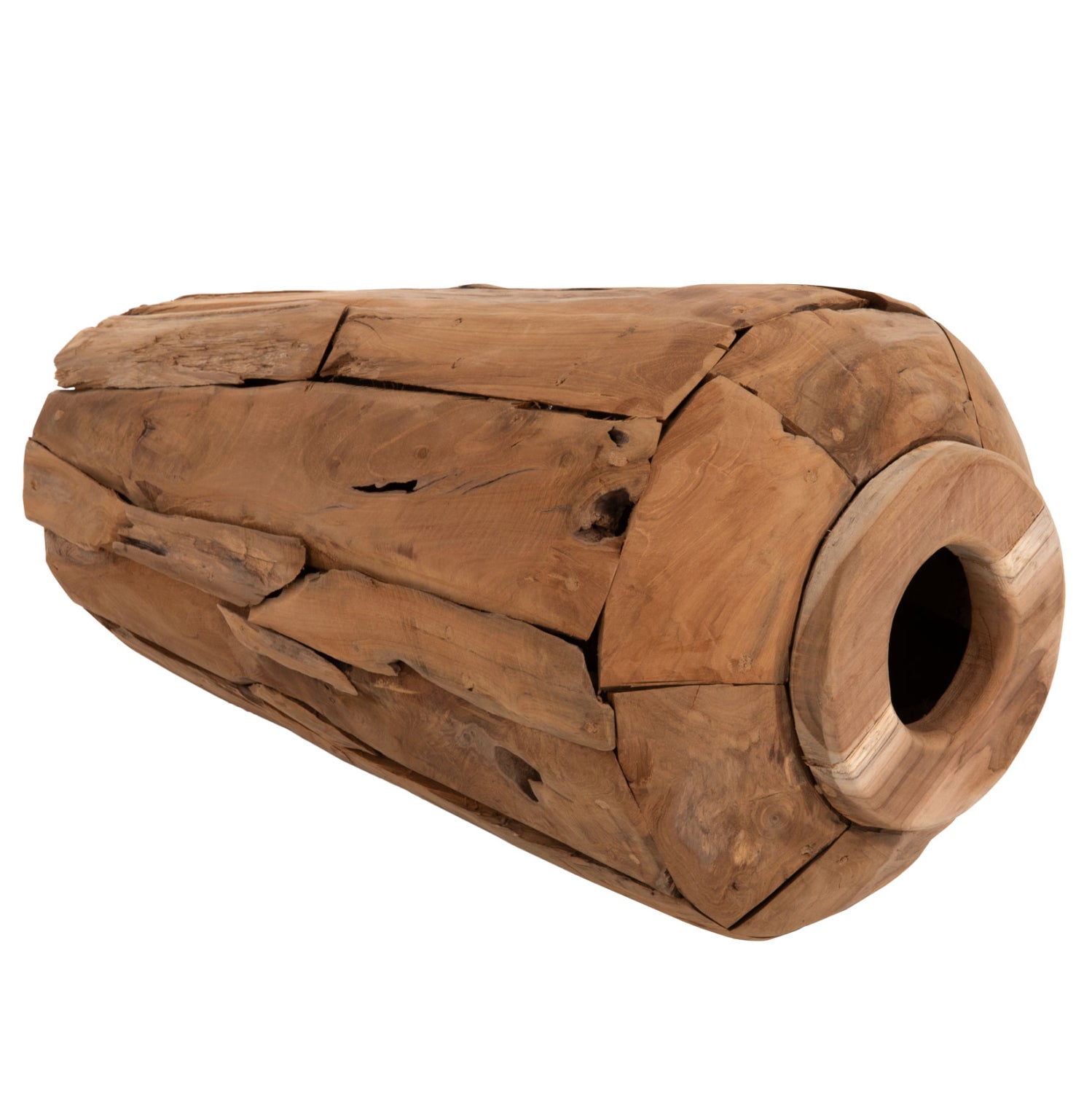DECORATIVE VASE ZENIA HM7919 RECYCLED PIECES OF TEAK WOOD IN NATURAL COLOR Φ30x60Hcm.