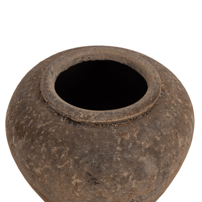 DECORATIVE VASE ZATI HM7931 TERRACOTTA IN GREY COLORING Φ34x26Hcm.