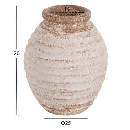 DECORATIVE VASE PYDNA HM7940 TERRACOTTA IN ANTIQUE WHITE-BEIGE COLORING Φ20x25Hcm.