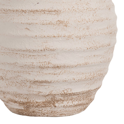 DECORATIVE VASE PYDNA HM7940 TERRACOTTA IN ANTIQUE WHITE-BEIGE COLORING Φ20x25Hcm.