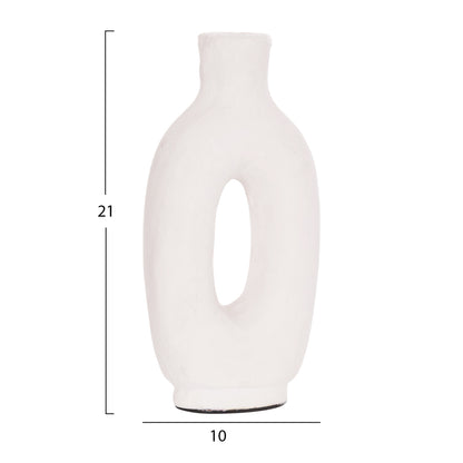 DECORATIVE VASE SERIES CLAYVON HM4409 TERRACOTTA IN WHITE COLOR 10x5x21Hcm.