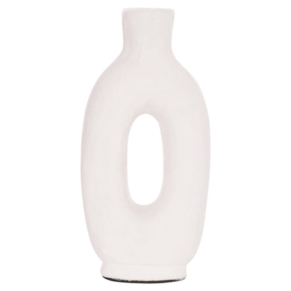 DECORATIVE VASE SERIES CLAYVON HM4409 TERRACOTTA IN WHITE COLOR 10x5x21Hcm.