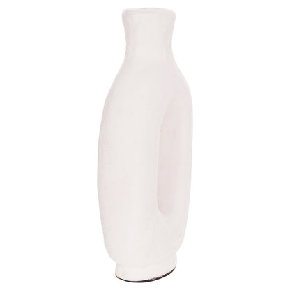 DECORATIVE VASE SERIES CLAYVON HM4409 TERRACOTTA IN WHITE COLOR 10x5x21Hcm.