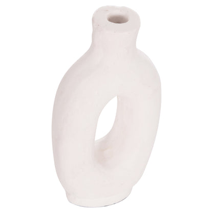 DECORATIVE VASE SERIES CLAYVON HM4409 TERRACOTTA IN WHITE COLOR 10x5x21Hcm.
