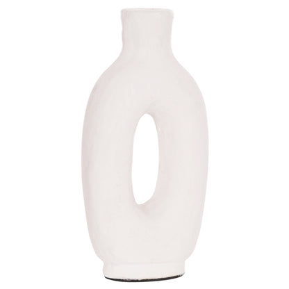 DECORATIVE VASE SERIES CLAYVON HM4409 TERRACOTTA IN WHITE COLOR 10x5x21Hcm.