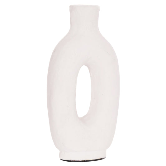 DECORATIVE VASE SERIES CLAYVON HM4409 TERRACOTTA IN WHITE COLOR 10x5x21Hcm.