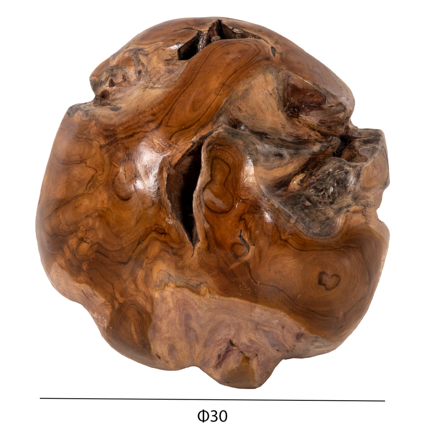 FLOOR DECORATION CLEM HM9654 SPHERE MADE OF SOLID TEAK WOOD-SMALL SIZE Φ30cm.