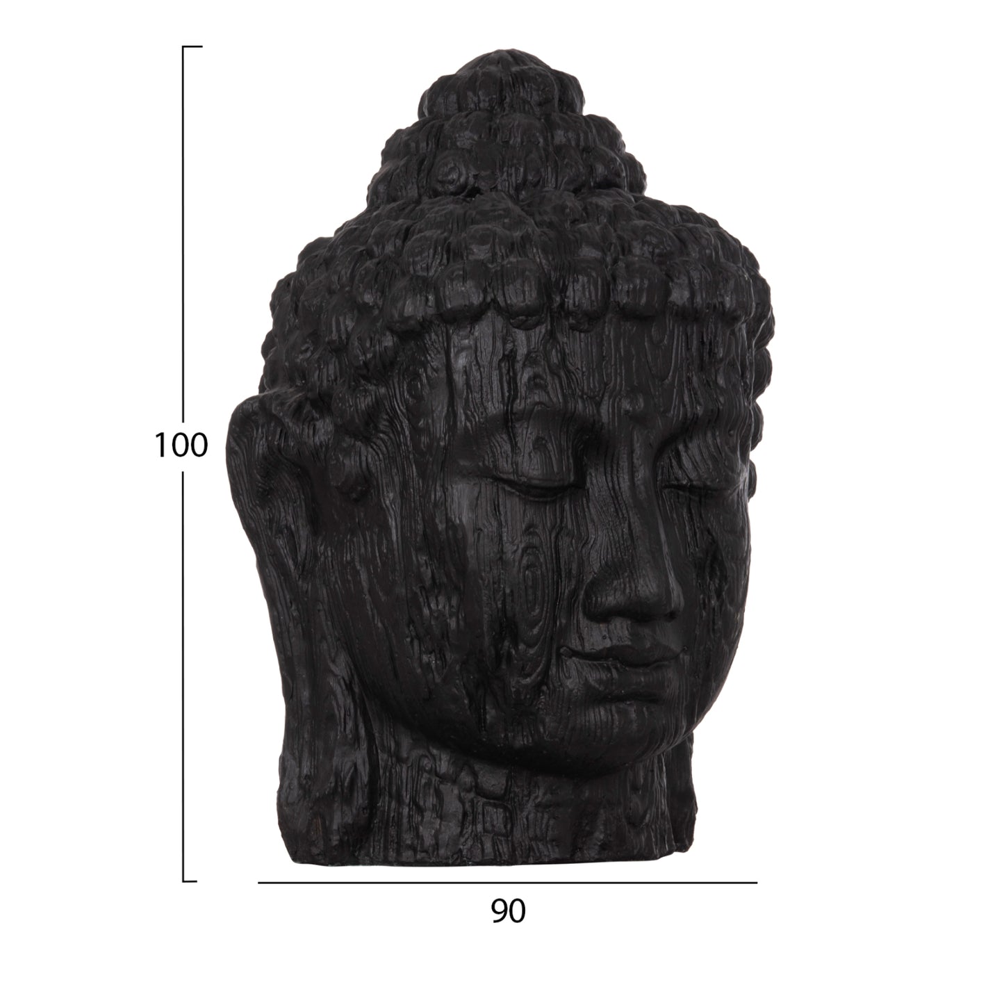 FLOOR DECORATION BUDDHA HEAD HM4385.01 PLASTER IN BLACK 90x90x100Hcm.