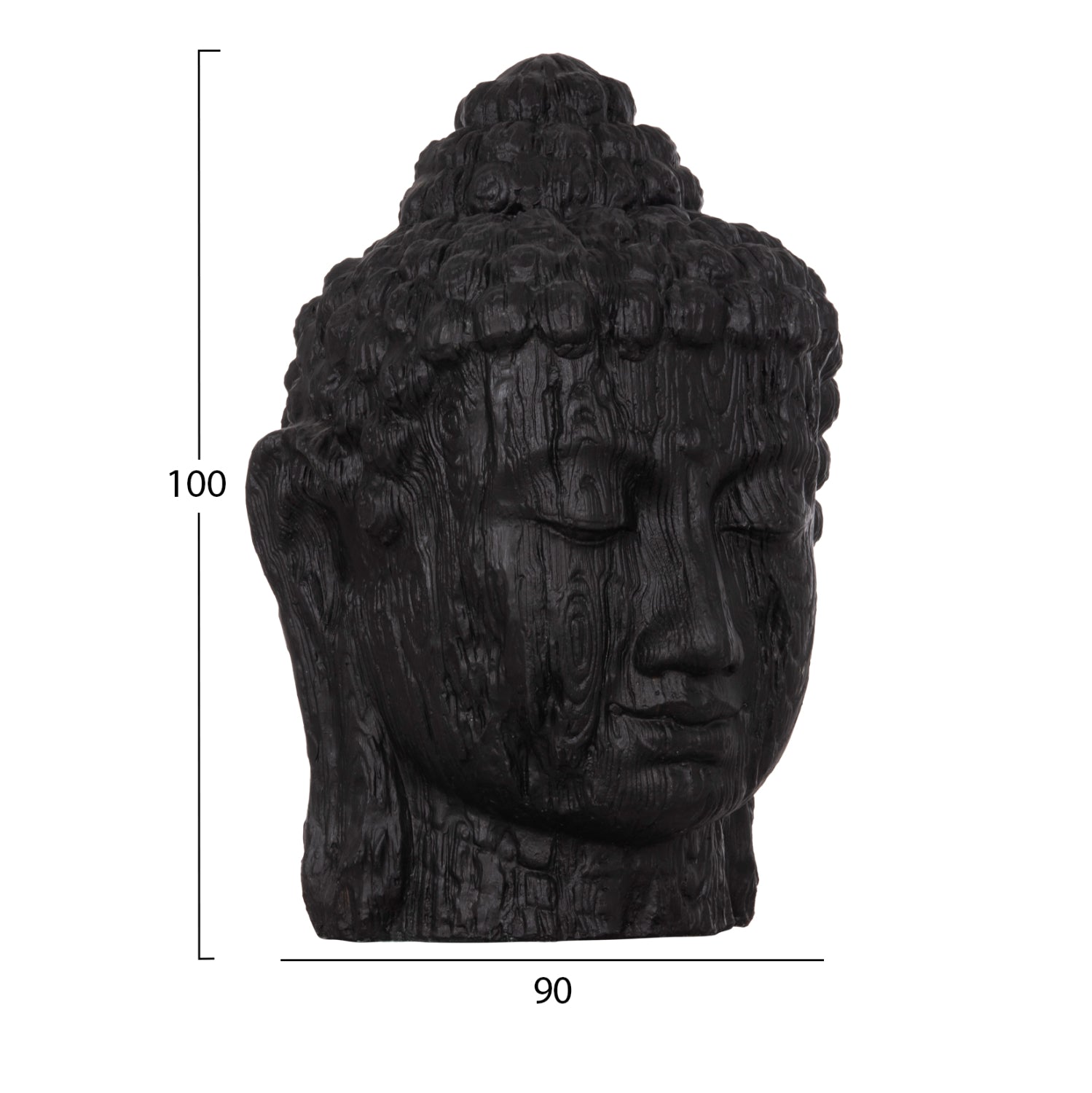 FLOOR DECORATION BUDDHA HEAD HM4385.01 PLASTER IN BLACK 90x90x100Hcm.