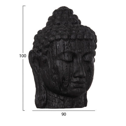 FLOOR DECORATION BUDDHA HEAD HM4385.01 PLASTER IN BLACK 90x90x100Hcm.