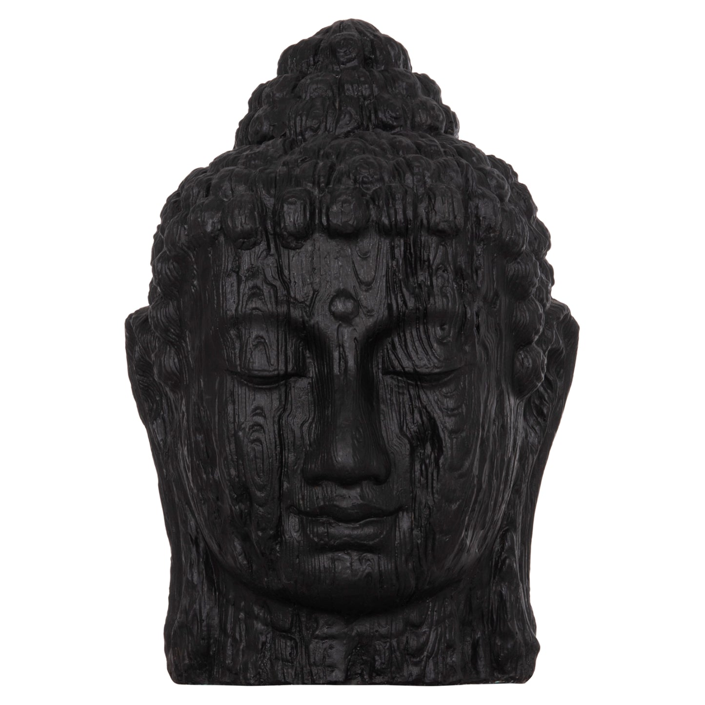 FLOOR DECORATION BUDDHA HEAD HM4385.01 PLASTER IN BLACK 90x90x100Hcm.